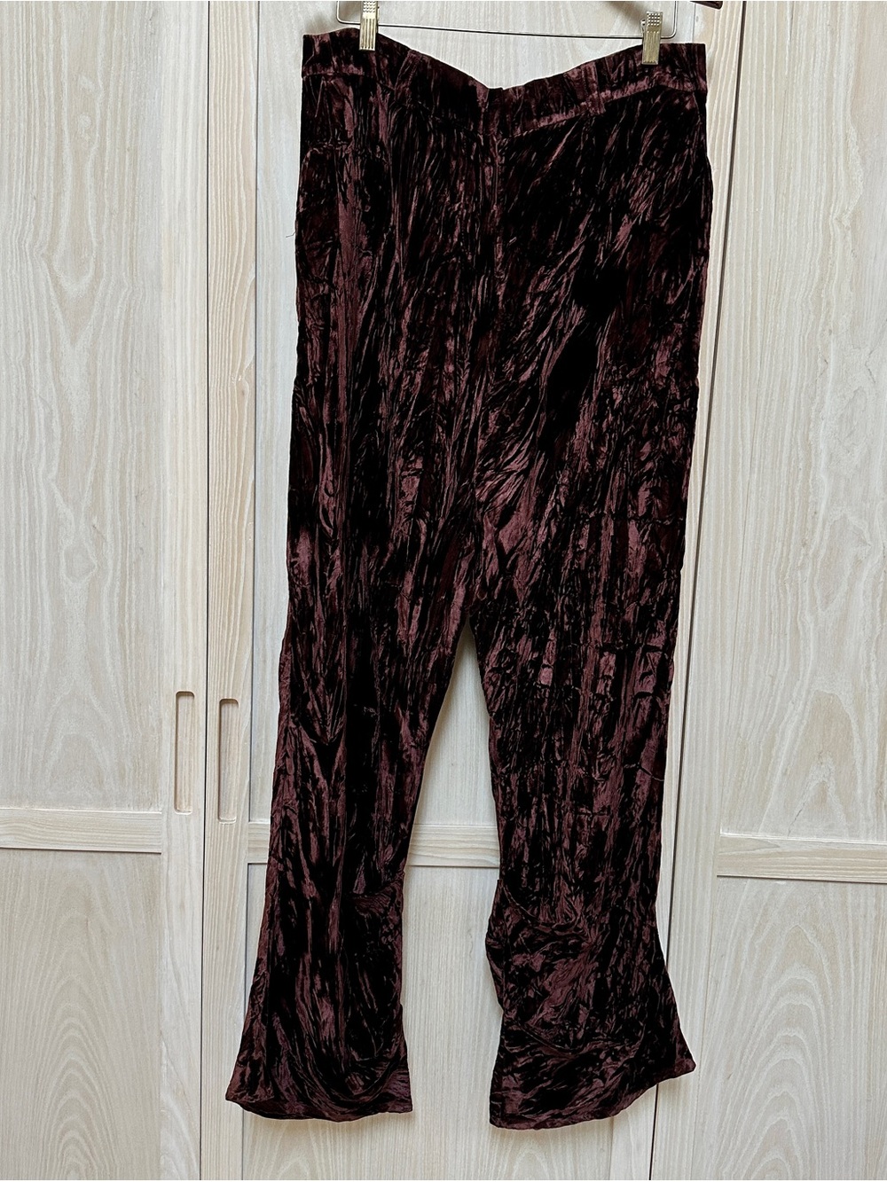 Collina Strada Burgundy Crushed Velvet Cargo Pants Size L